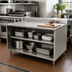 Thumbnail image #2 for BK Resources Stainless Steel Chef Table with Open Front Cabinet Base and 5-Inch Riser, 24 x 24 Inches