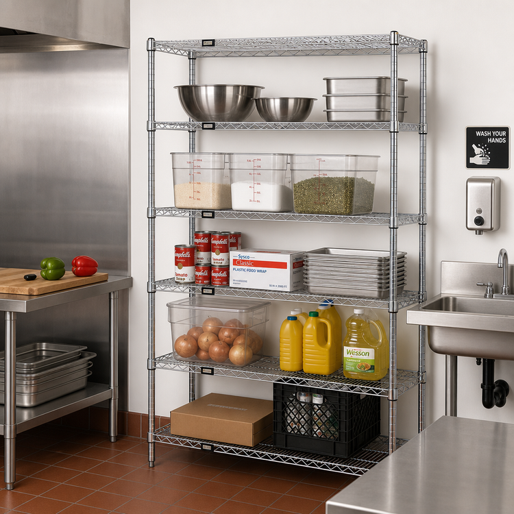 Product image #2 for Quantum 5-Shelf Wire Shelving Starter Kit, 54 x 14 x 74 Inches, Chrome Plated