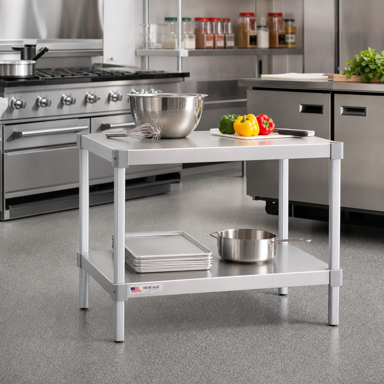 Product image #2 for New Age Aluminum Stationary Equipment Stand with 2 Adjustable Solid Shelves, 30 x 20 x 24 Inches