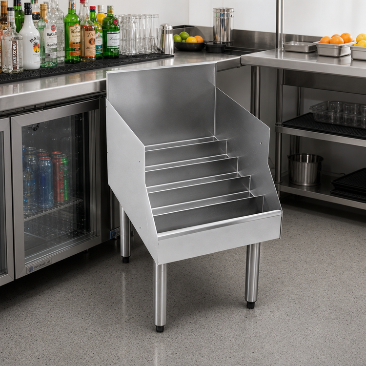 Product image #2 for CHOICE 24-Inch Freestanding Stainless Steel Underbar Liquor Steps, 5-Step