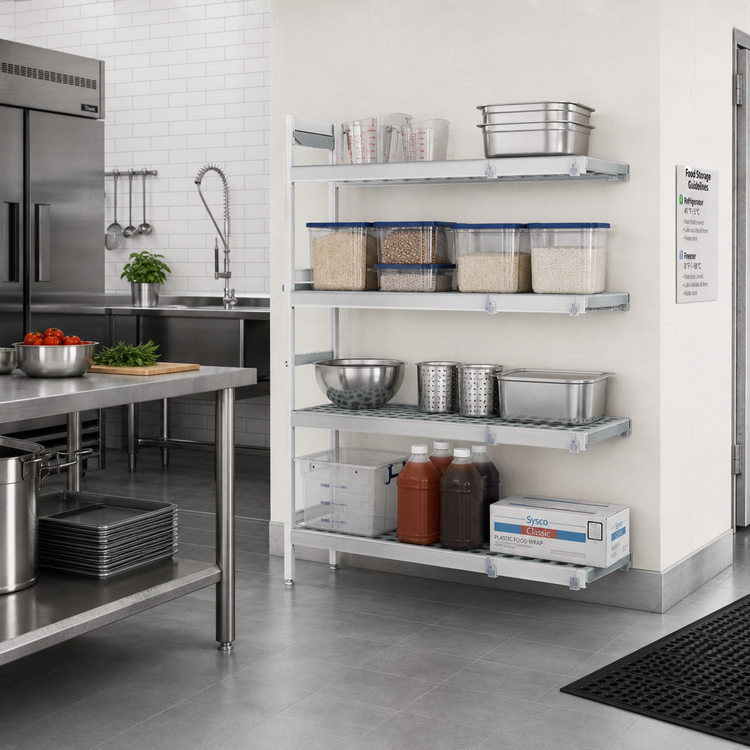 Product image #2 for Fermostock 4-Tier Polymer Shelving Corner Expansion Kit, 66-Inch H x 47-Inch W x 22-Inch D