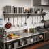 Thumbnail image #2 for Advance Tabco 96-Inch Wall-Mounted Stainless Steel Shelf with Pot Rack, 15-Inch Deep