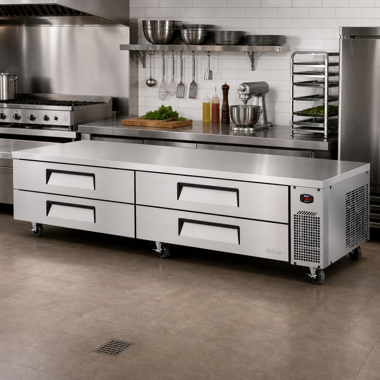 Product image #2 for Turbo Air Super Deluxe 96-3/8-Inch Wide 4-Drawer Chef Base Refrigerator