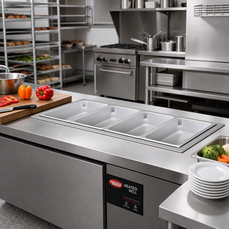 Product image #2 for Hatco Drop-In Rectangular 4/3-Size Heated Well with Drain and Auto-Fill, Non-Insulated