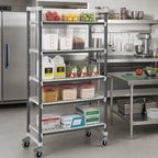 Thumbnail image #2 for Cambro Camshelving® Elements EXMU245470V5480 5-Tier Vented Mobile Starter Shelving Unit, 24 x 54 x 70-1/4 in., Speckled Gray