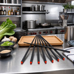 Thumbnail image #2 for Town Equipment 51314/CS Japanese-Style Black Chopsticks with Red Lacquer End, 9-3/4 Inch