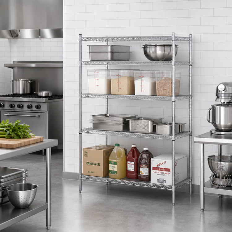 Product image #2 for Metro Super Erecta Brite 4-Shelf Stationary Wire Starter Shelving Unit, 72-Inch W x 18-Inch D x 63-Inch H