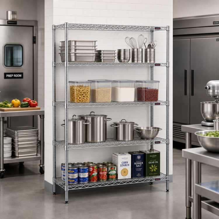 Product image #2 for EAGLEbrite Stationary 4-Tier Wire Starter Shelving Unit, 72 x 21 x 74 Inches, Zinc Finish