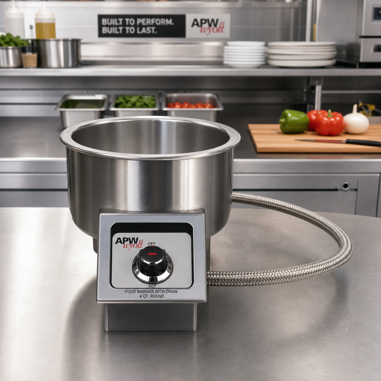 Product image #2 for APW Wyott 4-Quart Round Drop-In Food Warmer with Drain