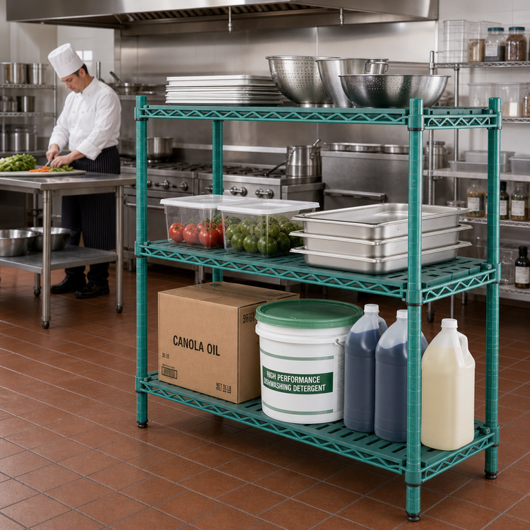 Product image #2 for QuadPLUS Solid Polymer Shelf Mat with QuadTruss Wire Frame, 48 x 24 Inches, Green, MICROGARD Antimicrobial Protection