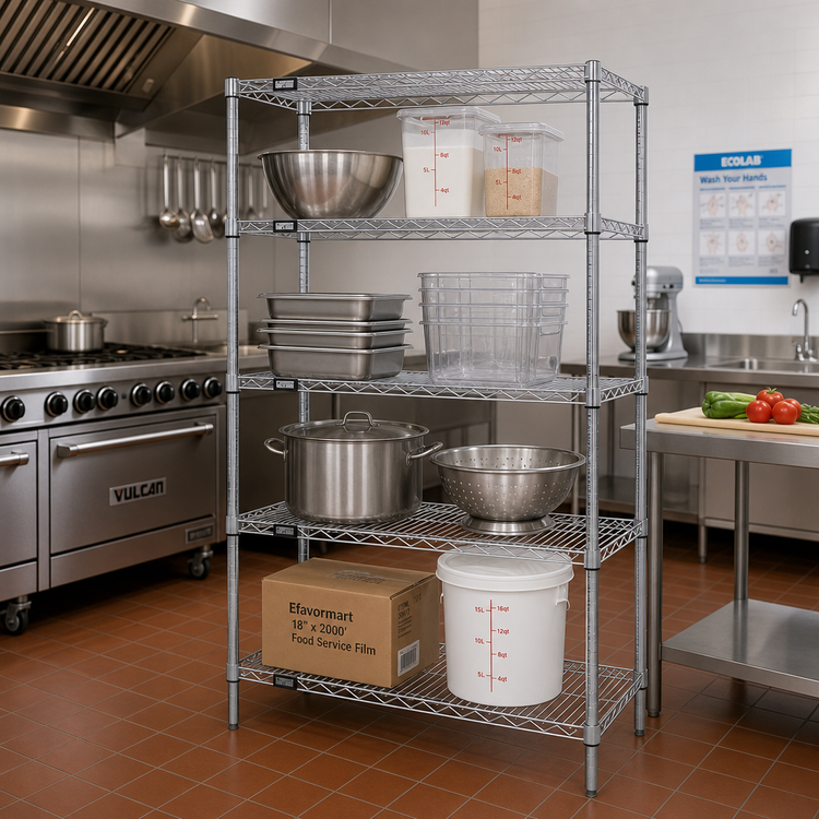 Product image #2 for Quantum 24" x 24" x 54" Wire Shelving Starter Kit, 4-Shelf Chrome Plated Stationary Unit