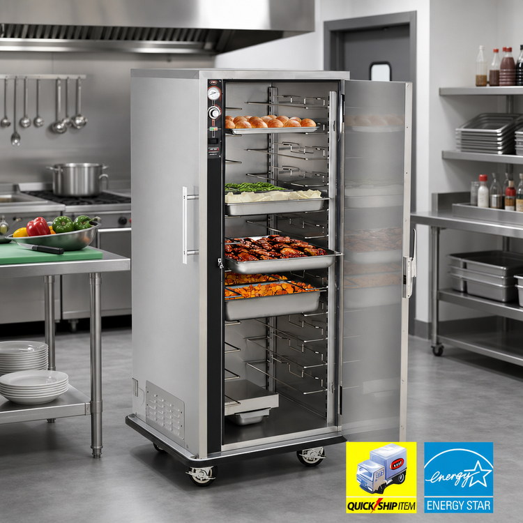 Product image #2 for FWE UHS-12 Mobile Humidified Heated Holding Transport Cabinet, 12 Universal Tray Slides, Stainless Steel