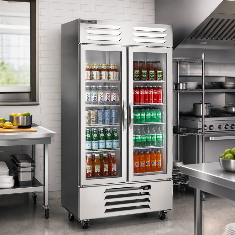 Product image #3 for Beverage-Air Vista Series Two-Section Bottom-Mount Glass Door Reach-In Refrigerator, 35.08 Cu. Ft.