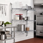 Thumbnail image #2 for Quantum WC54-CB2460C Wall-Mounted Cantilever Wire Shelf Starter Unit, 3 Shelves, 54-Inch Posts, Chrome Plated