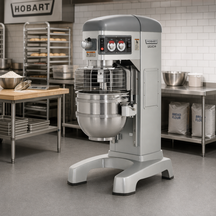 Product image #2 for Hobart Legacy+ 60-Quart 2-Speed Gear-Driven Floor Planetary Mixer with Power Bowl Lift and #12 Hub