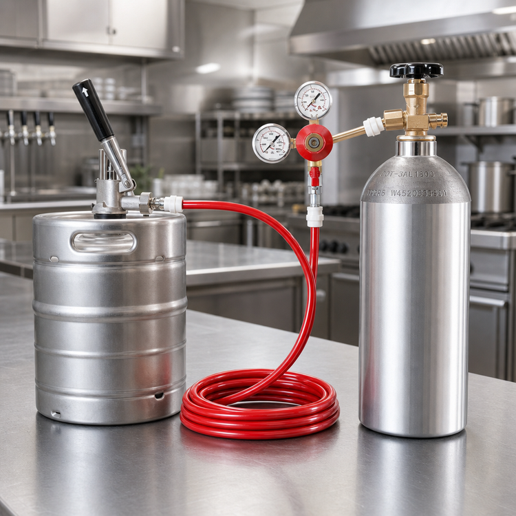 Product image #2 for D System Keg Tapping Kit with 5 lb Empty Aluminum CO2 Cylinder, Dual Gauge Regulator, and 4 ft Gas Line