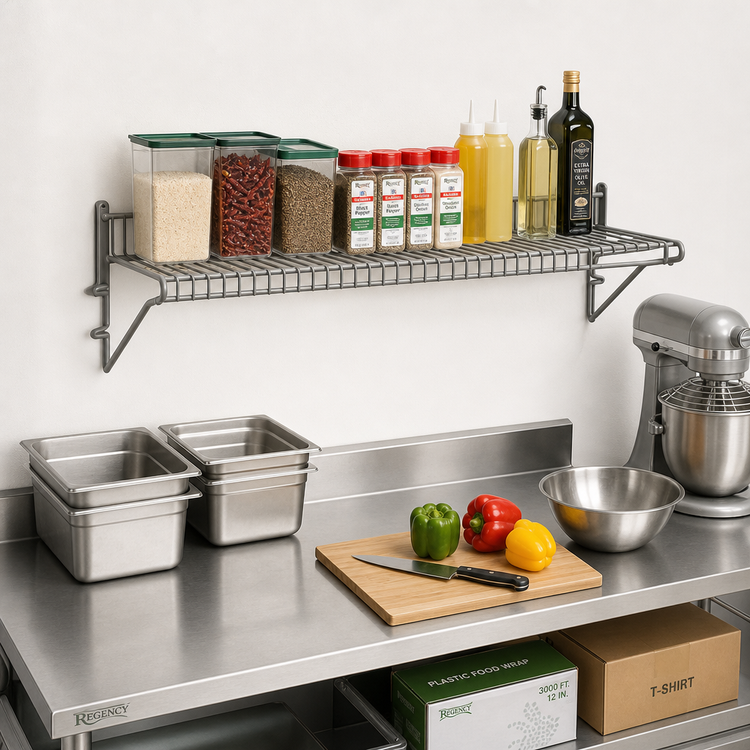 Product image #2 for Snap-n-Slide 48 Inch W x 12 Inch D Wall-Mounted Wire Shelf, Pewter Gray Epoxy, 140 lb Capacity