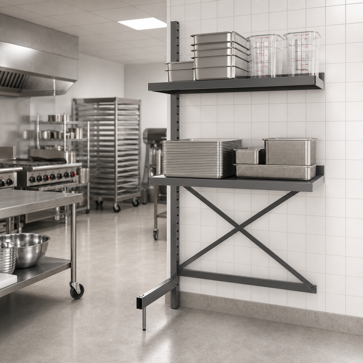 Product image #2 for Metro SmartLever 48" W x 30" D Add-On Cantilevered Shelving Kit, 76-3/8" H