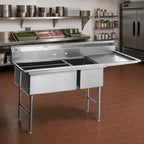 Thumbnail image #2 for Eagle Group Spec-Master SFN3052-3-18R-14/3 Three-Compartment 304 Stainless Steel Meat Platter Sink with Right Drainboard