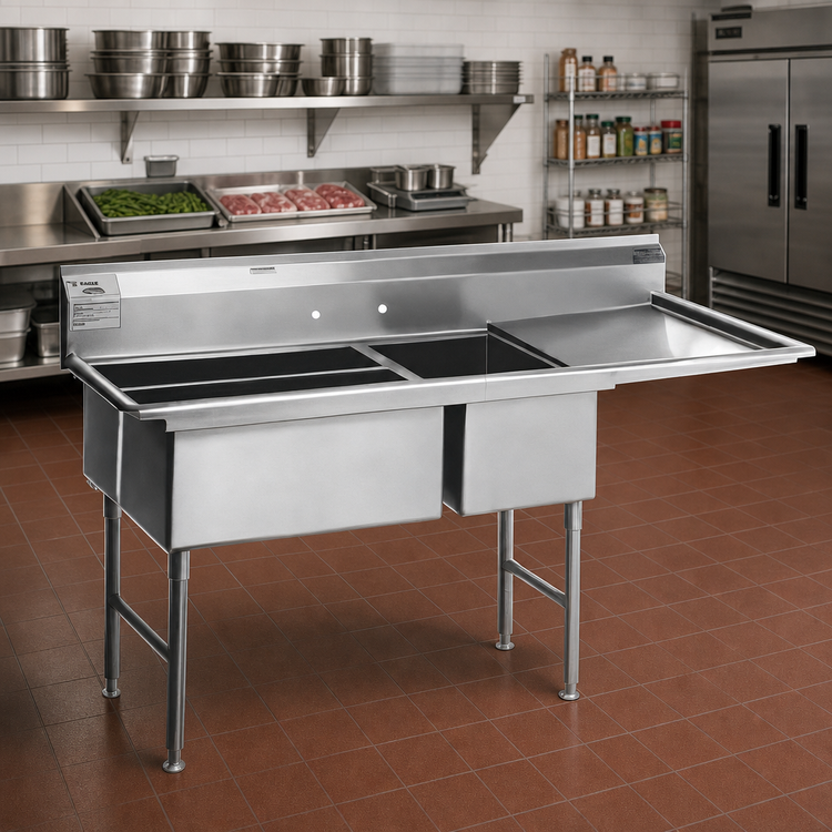 Product image #2 for Eagle Spec-Master SFN3052-3-18R-14/3 Three Compartment Stainless Steel Meat Platter Sink with Right Drainboard