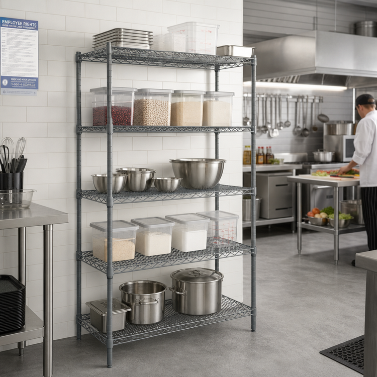 Product image #2 for Valu-Master 5-Tier Wire Shelving Starter Unit, 30"W x 24"D x 86"H, Pewter Gray Epoxy