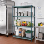 Thumbnail image #2 for Quantum WR63-2154WPM Stationary 4-Tier Wire Plastic Mat Shelving Unit, 54W x 21D x 63H, Green Epoxy