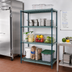 Thumbnail image #2 for Quantum Stationary 4-Tier Wire Plastic Mat Shelving Unit, 54W x 21D x 63H, Green Epoxy