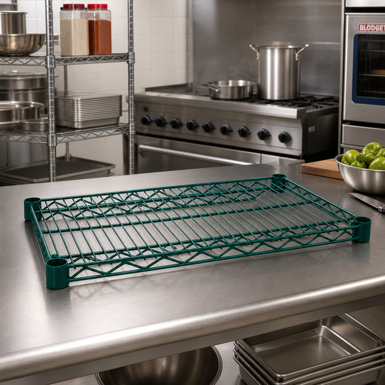 Product image #3 for Advance Tabco Special Value Heavy Duty Green Epoxy Coated Wire Shelf, 36"W x 18"D