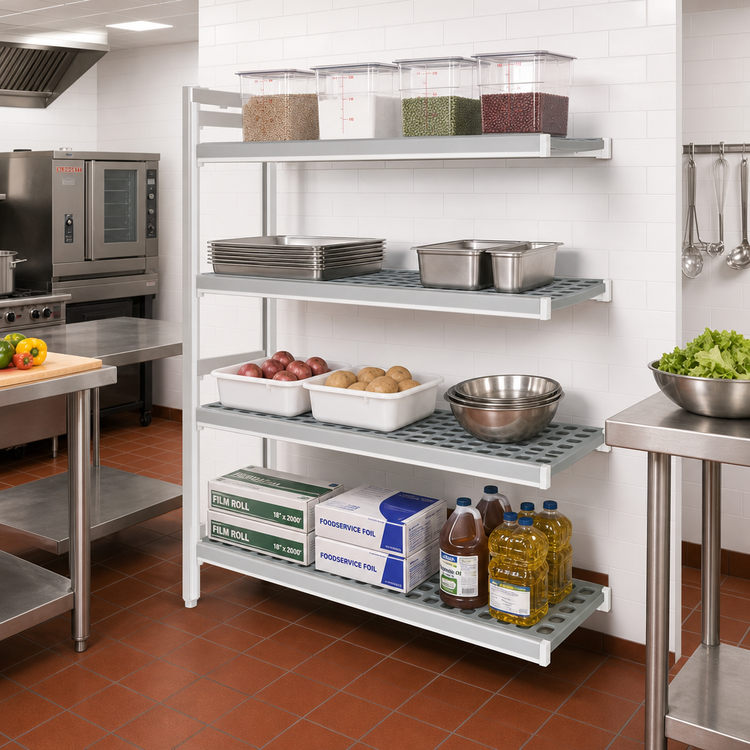 Product image #2 for Fermostock 4-Tier Polymer Shelving Expansion Kit, 64" W x 22" D x 83" H