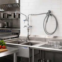 Cleveland Range Pre-Rinse Faucet with Double Faucet, 12-Inch Swing Spray Valve, and 104-Inch Hose