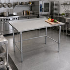 Thumbnail image #2 for John Boos Stallion ST6R1.5-24120GBK-X 120" x 24" Stainless Steel Work Table, 16-Gauge 300 Series Top, 1-1/2" Backsplash, Galvanized Open Base