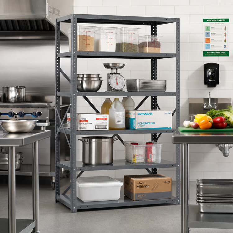 Product image #2 for Quantum IRONMAN 7-Shelf Open Steel Shelving Unit, 42 x 18 x 75 Inches, 400 lb. Per Shelf