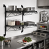 Thumbnail image #2 for Quantum Wall-Mounted Double Shelf Cantilever Wire Shelving Unit, 54 x 18 Inches, Black Epoxy Finish