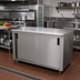 Thumbnail image #2 for Advance Tabco CB-SS-366 Enclosed Work Table with Cabinet Base and Sliding Doors, 72W x 36D, 14-Gauge 304 Stainless Steel Top