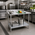Thumbnail image #2 for Advance Tabco KMG-240 30-Inch W x 24-Inch D Stainless Steel Work Table with 5-Inch Backsplash and Galvanized Undershelf