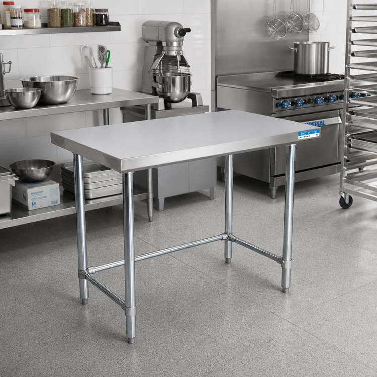 Product image #2 for 48" x 24" Open Base Flat Top Stainless Steel Work Table