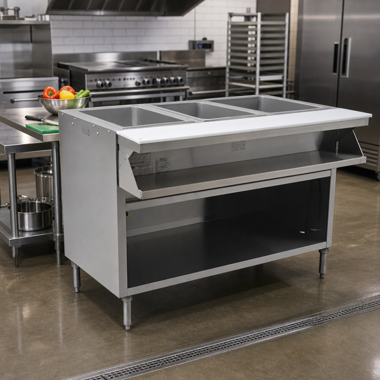 Product image #2 for Spec-Master SHT5OB-208 79-Inch 5-Well Electric Sealed Well Hot Food Table with Open Base
