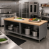 Thumbnail image #2 for BK Resources Hard Maple Top Stainless Steel Cabinet Base Chef Table, Open Front, 96