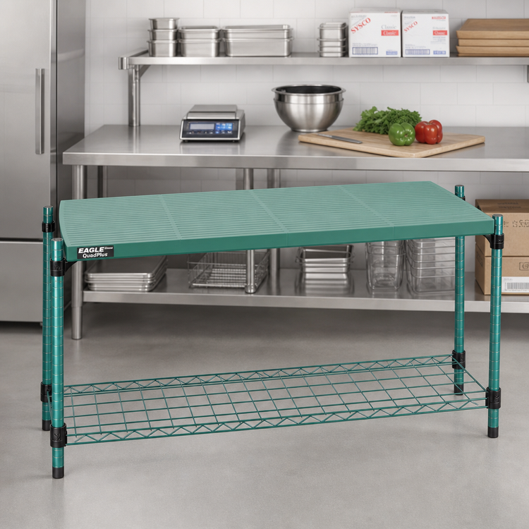 Product image #2 for Eagle QuadPlus 48-Inch W x 21-Inch D Solid Green Polymer Shelf Mat with Quad-Adjust Wire Frame