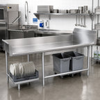 Thumbnail image #2 for John Boos Pro-Bowl CDT4-S120SBK-R Clean Straight Dishtable, 120-Inch, Left-to-Right, 14-Gauge 300 Series Stainless Steel, 10-Inch Backsplash