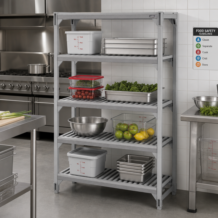 Product image #3 for Cambro Camshelving Premium Vented Polymer Shelf Kit, 24-Inch Deep x 42-Inch Long, 4 Shelves, Speckled Gray