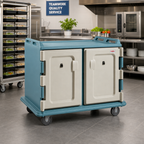 Thumbnail image #3 for Cambro MDC1418S20401 Low-Profile 2-Compartment 20-Tray Insulated Meal Delivery Cart for 14 x 18-Inch Trays