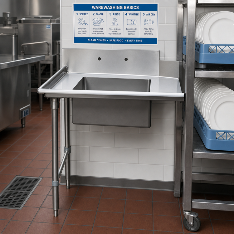Product image #2 for Commercial Soiled Dish Table with Left-Side Sink, 36-Inch Wide, Stainless Steel