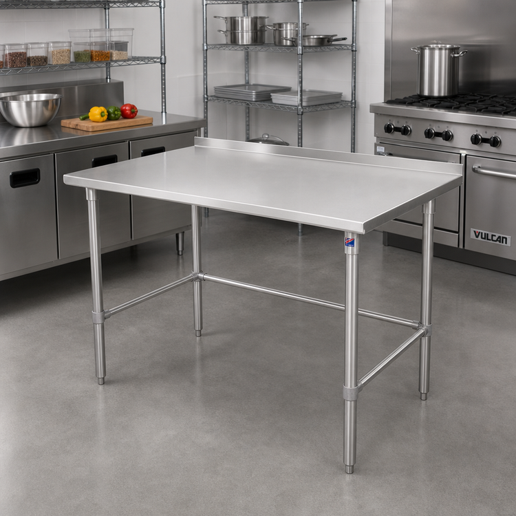Product image #2 for John Boos Stallion 48" x 36" 16-Gauge 300-Series Stainless Steel Work Table with 1-1/2" Rear Up-Turn