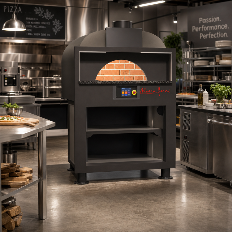 Product image #2 for Round Enclosed Gas-Fired Brick Deck Pizza Oven with Touch-Screen Controls
