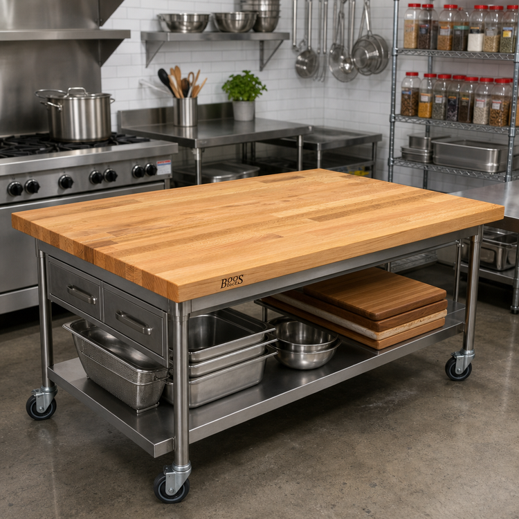 Product image #2 for John Boos Appalachian Red Oak Island Countertop, 48"W x 32"D x 1-1/2" Thick, Varnique Finish
