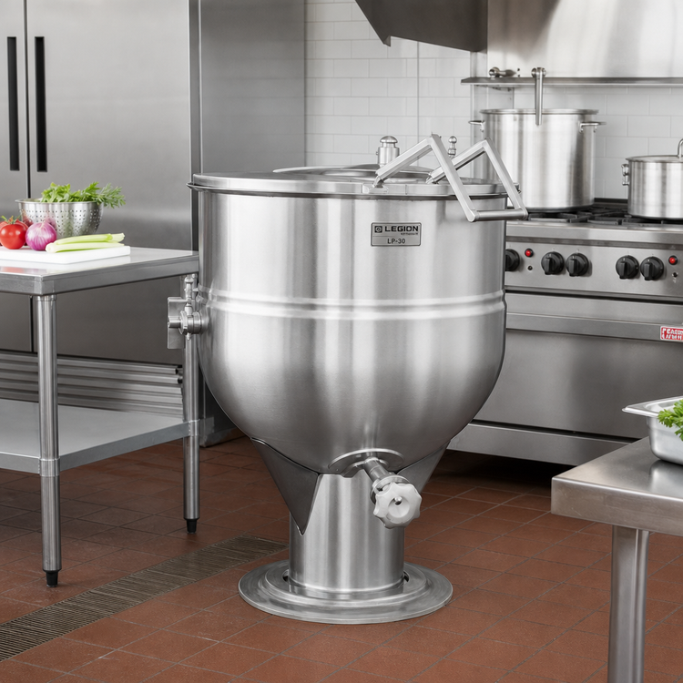 Product image #2 for Legion LP-30 30-Gallon 2/3 Jacketed Stationary Direct Steam Kettle