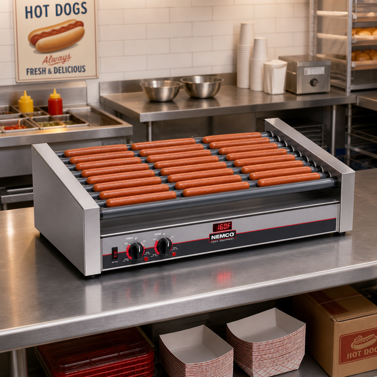 Product image #2 for Nemco Roll-A-Grill Slanted 50-Hot-Dog GripsIt Roller Grill with Digital Temperature Readout