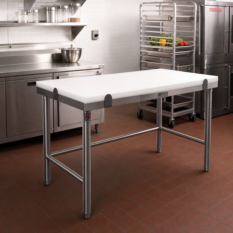 Product image #2 for John Boos GMT016 50" x 36" Reversible Poly Top Breaking Table with Stainless Steel Base