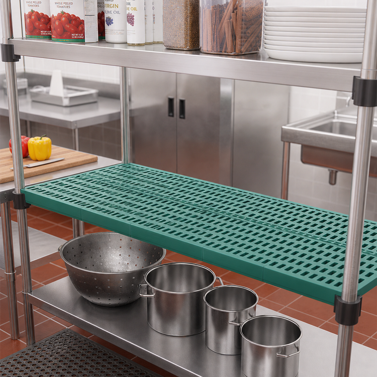 Product image #2 for QuadPlus Louvered Polymer Shelf Mat, 54 x 24 Inches, Green